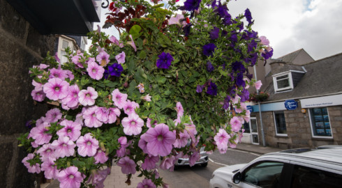 Inverurie hanging baskets.